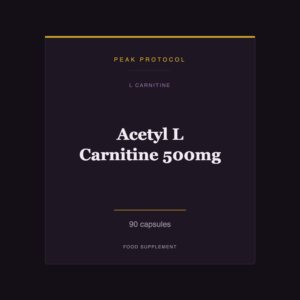 Acetyl L Carnitine 500mg, a l carnitine food supplement from Peak Protocol, 90 capsules