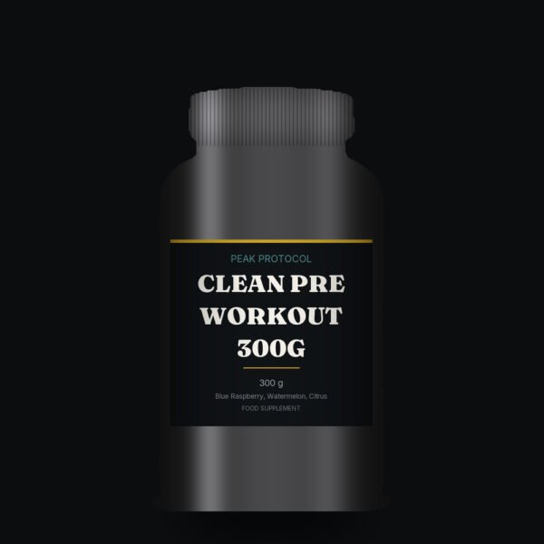 Clean Pre Workout 300g, legal food supplement sold by Peak Protocol UK