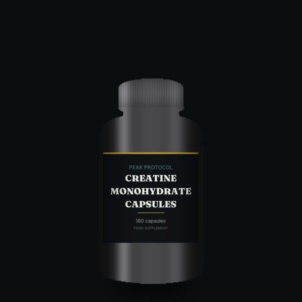 Creatine Monohydrate Capsules, legal food supplement sold by Peak Protocol UK