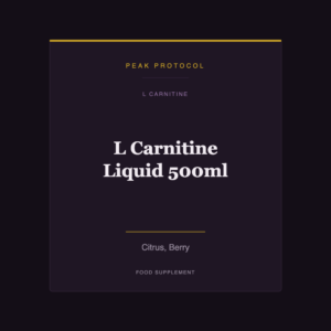 L Carnitine Liquid 500ml, a l carnitine food supplement from Peak Protocol, Citrus, Berry