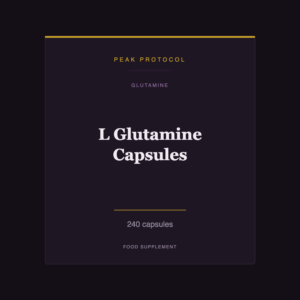 L Glutamine Capsules, a glutamine food supplement from Peak Protocol, 240 capsules