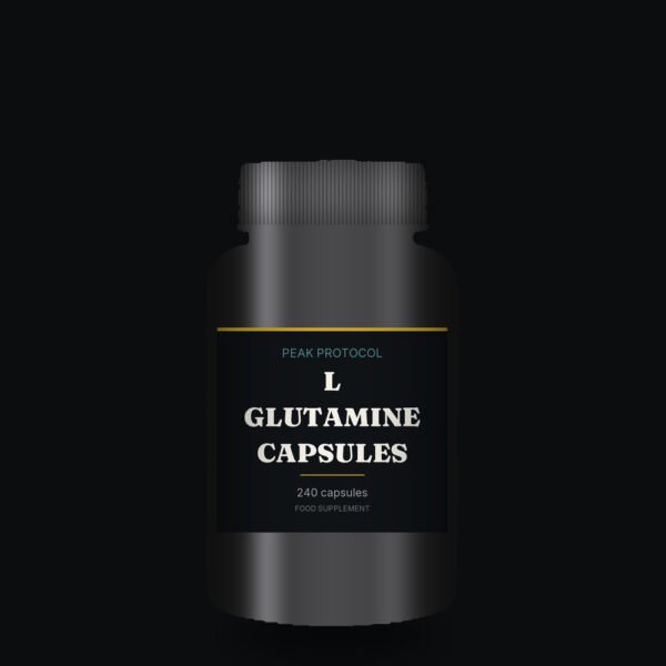 L Glutamine Capsules, legal food supplement sold by Peak Protocol UK