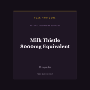 Milk Thistle 8000mg Equivalent, a natural recovery support food supplement from Peak Protocol, 90 capsules