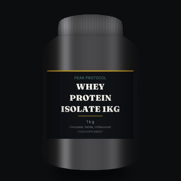 Whey Protein Isolate 1kg, legal food supplement sold by Peak Protocol UK