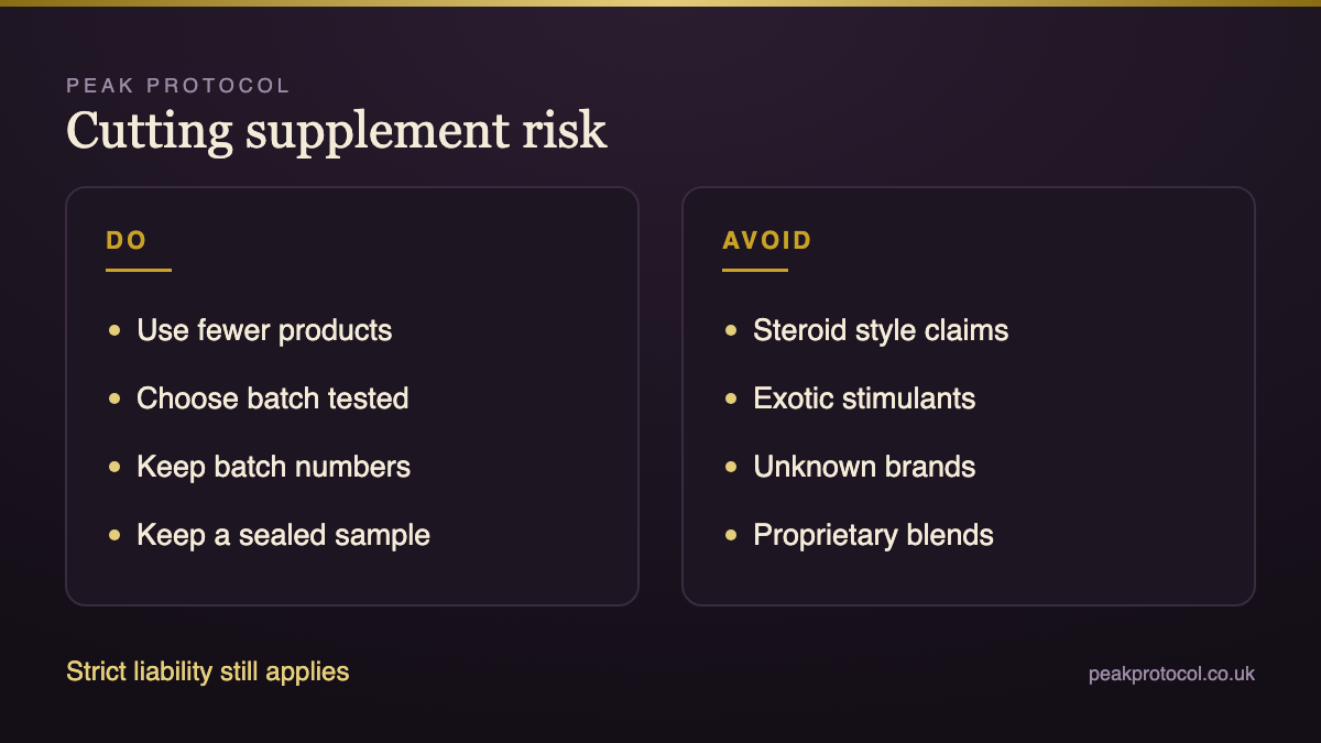 Reducing supplement contamination risk for tested athletes with batch testing, fewer products and keeping records