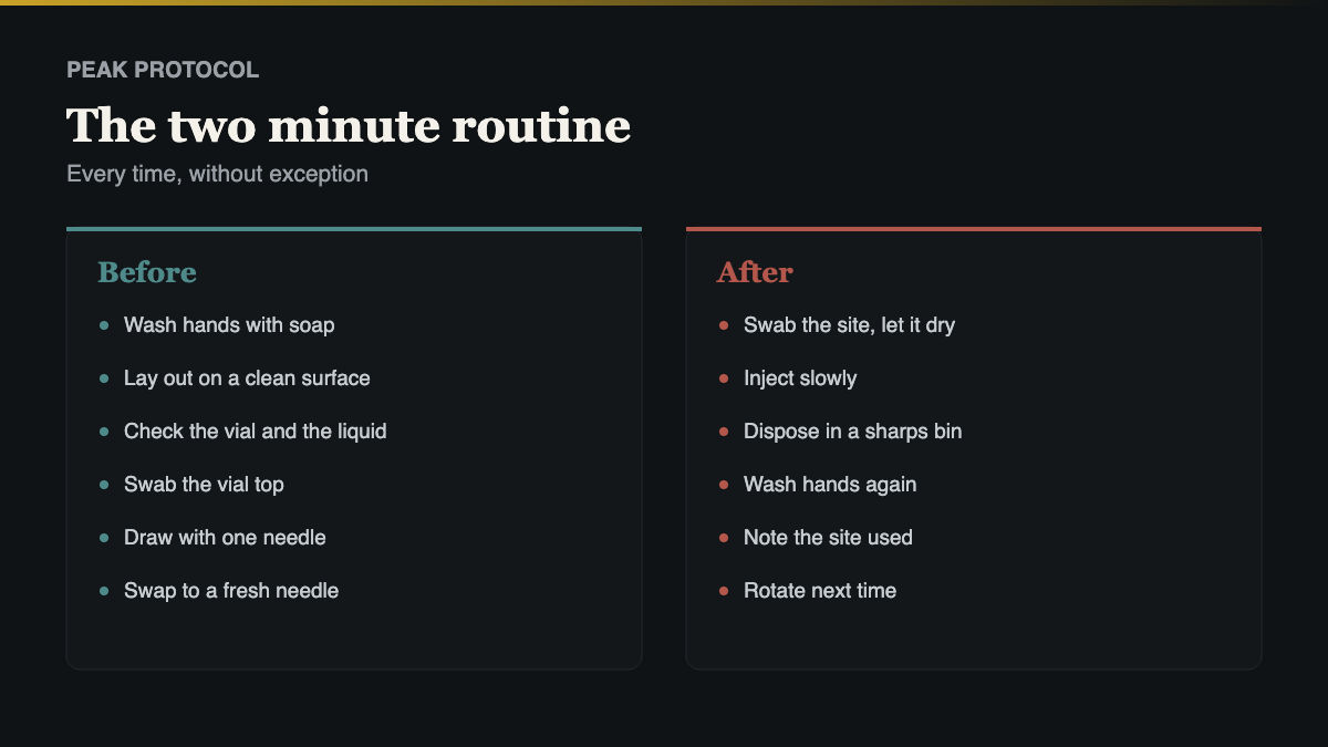 the two minute steroid injection safety routine, before and after