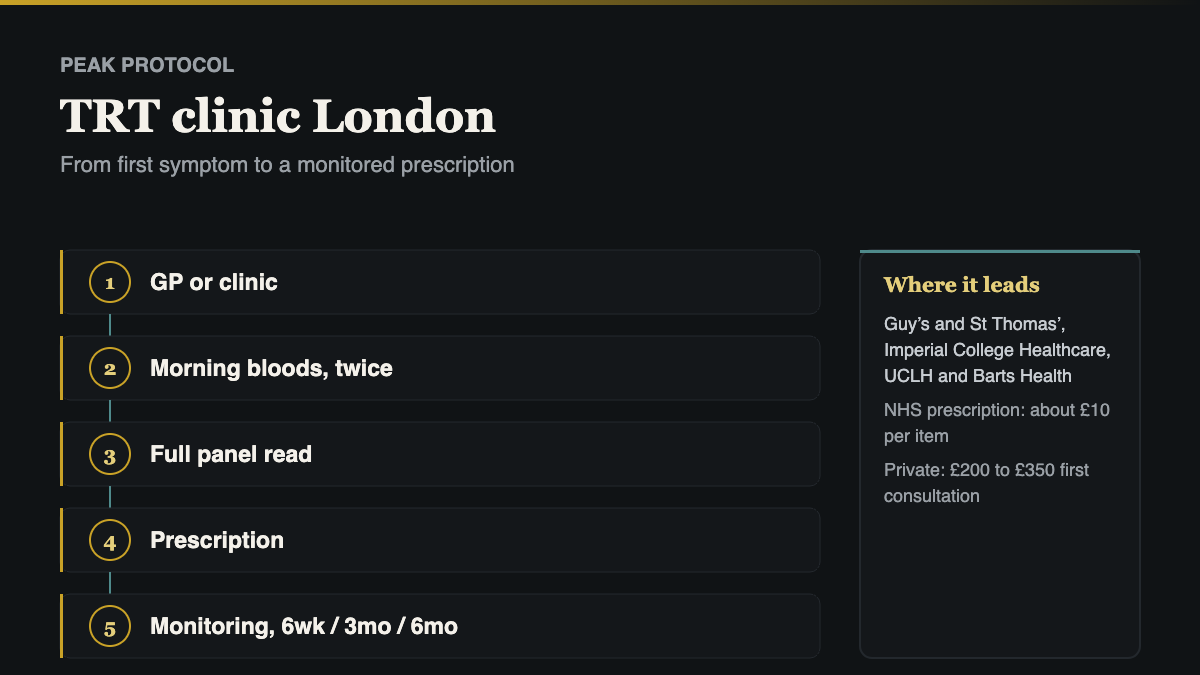 TRT clinic London: the five step pathway from first symptoms to a monitored prescription